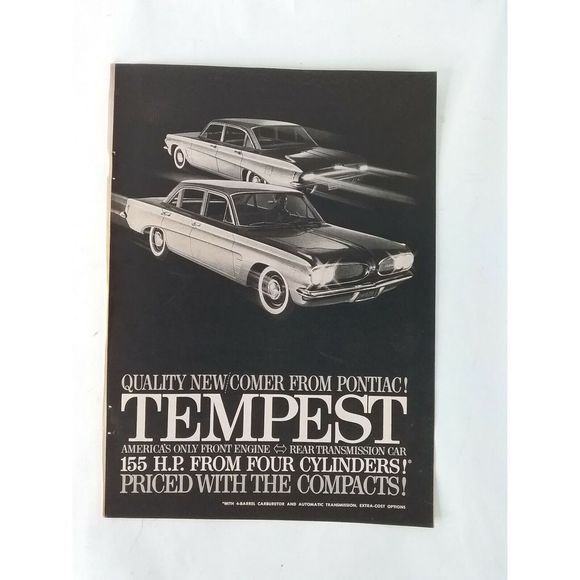 Pontiac Tempest Magazine Automobile Vehicle Car American Original Print Ad - Picture 1 of 3